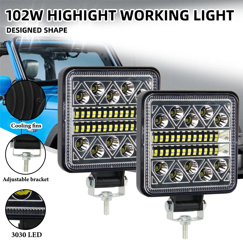 Heavy Equipment Supplies - 1pcs 102W Lightbar Spotlight Offroad LED