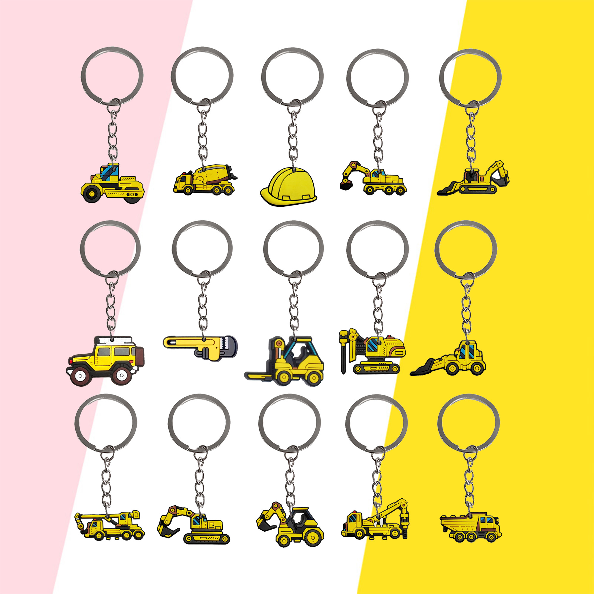 1PCS Keychain Cartoon Engineer - Heavy Equipment Key Ring 评论和价格