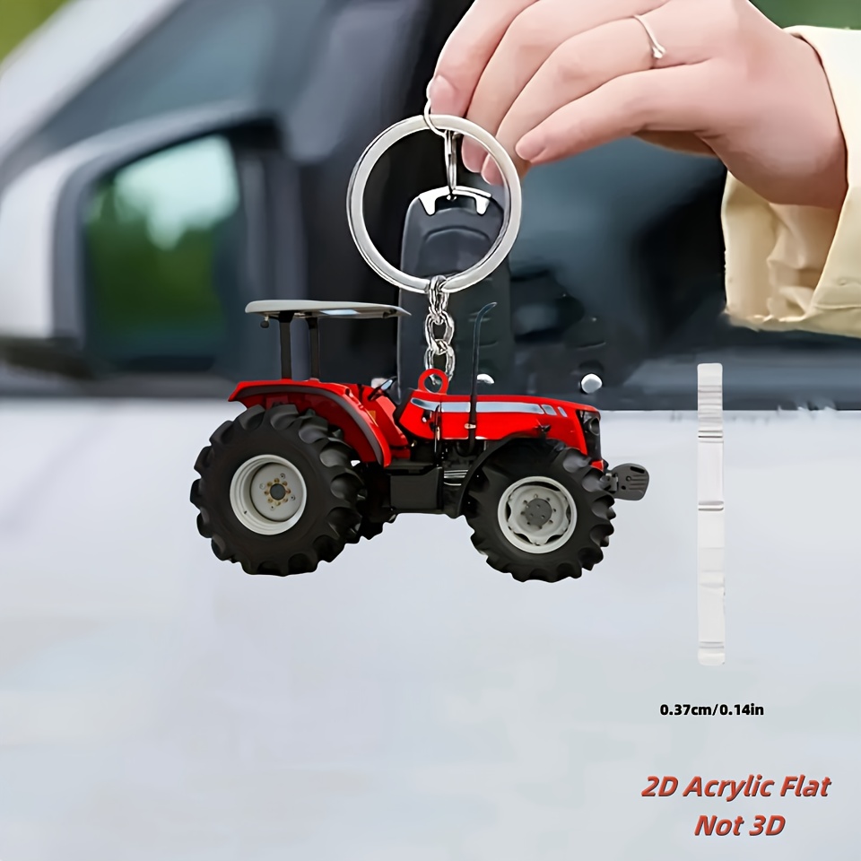 Vibrant Red Tractor Keychains  - Heavy Equipment Key Ring 评论和价格