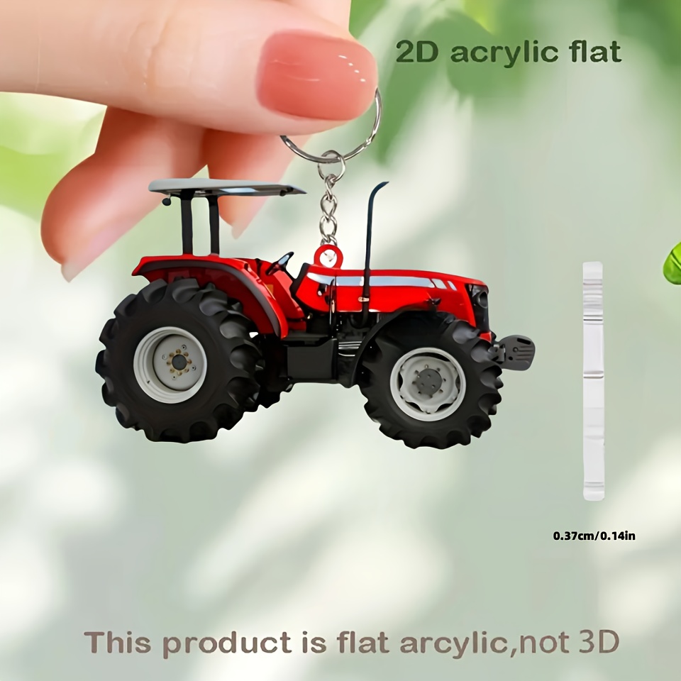 Vibrant Red Tractor Keychains  - Heavy Equipment Key Ring 评论和价格