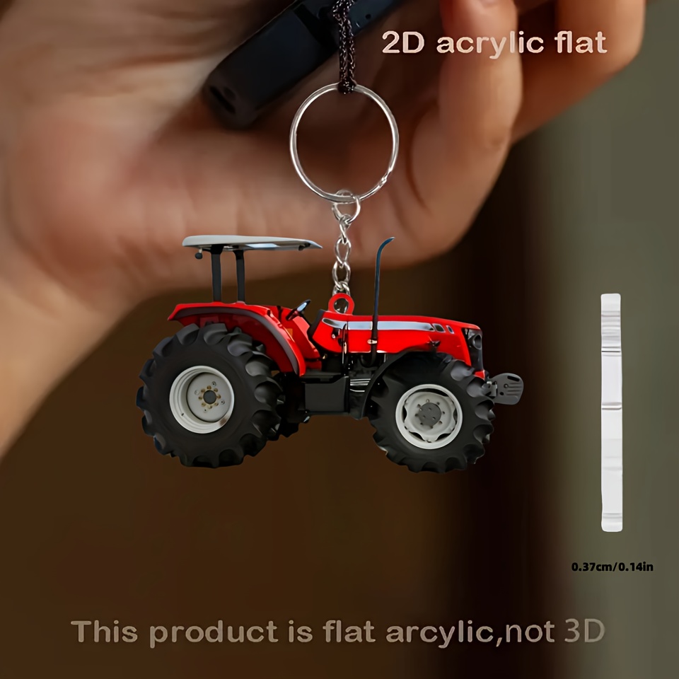 Vibrant Red Tractor Keychains  - Heavy Equipment Key Ring 评论和价格