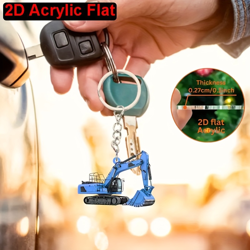 2D Flat Colorful Excavator Acr - Heavy Equipment Key Ring 评论和价格