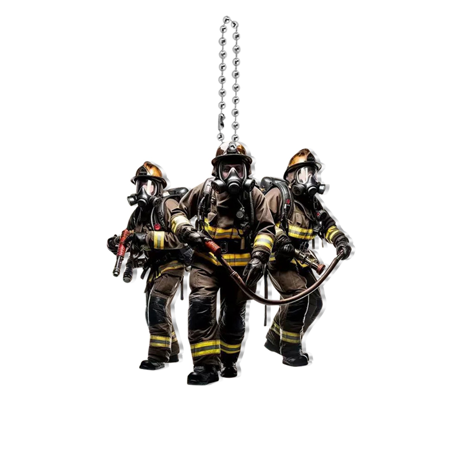 2D Firefighter Acrylic Flat Pe - Heavy Equipment Key Ring 评论和价格