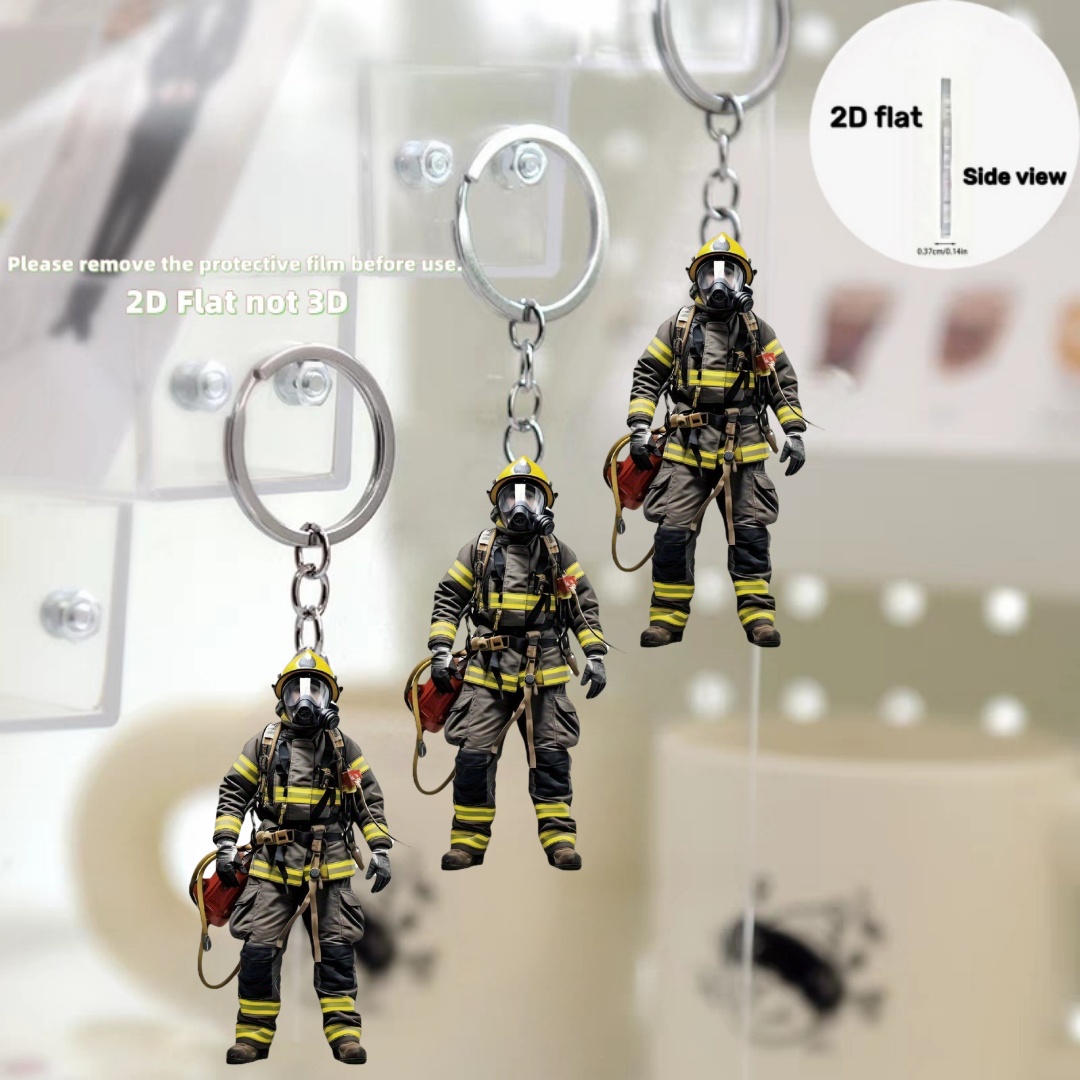 2D Firemen Warrior Keychain Fi - Heavy Equipment Key Ring 评论和价格