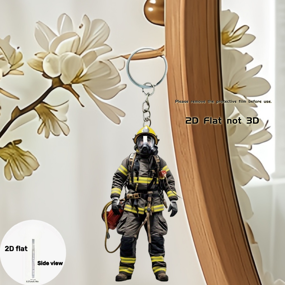 2D Firemen Warrior Keychain Fi - Heavy Equipment Key Ring 评论和价格